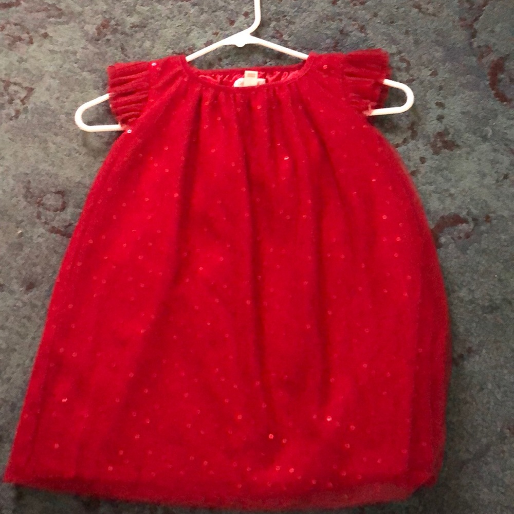 Red tulle with sequins holiday girls size 4t dress